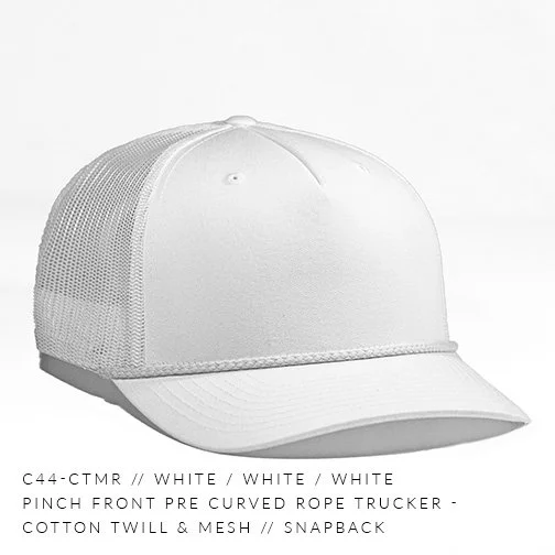 c44-CTMR // Pre Curved Pinch Rope Trucker Hat - Cotton Twill
